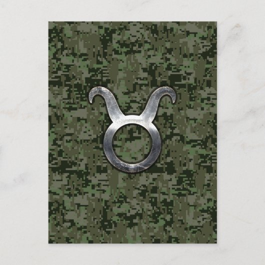 Taurus Zodiac-symbool op Green Digital Camo Briefkaart (Voorkant)