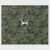 Taurus Zodiac-symbool op Green Digital Camo Cadeaupapier (Vlak)