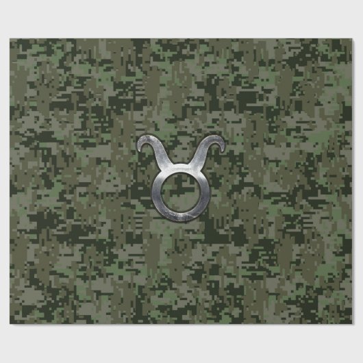 Taurus Zodiac-symbool op Green Digital Camo Cadeaupapier (Vlak)