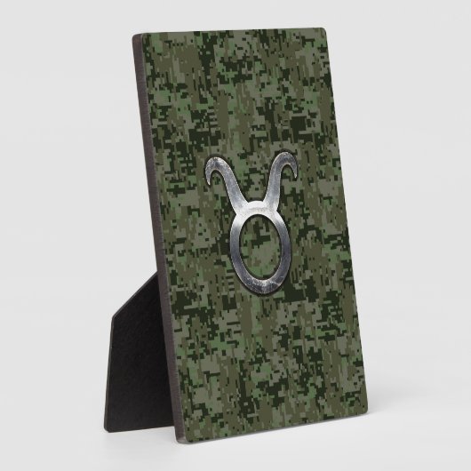 Taurus Zodiac-symbool op Green Digital Camo Fotoplaat (Zijkant)
