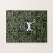 Taurus Zodiac-symbool op Green Digital Camo Legpuzzel (Horizontaal)
