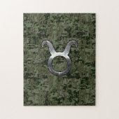 Taurus Zodiac-symbool op Green Digital Camo Legpuzzel (Verticaal)