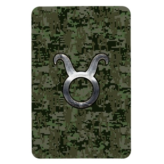Taurus Zodiac-symbool op Green Digital Camo Magneet (Verticaal)