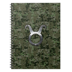 Taurus Zodiac-symbool op Green Digital Camo Notitieboek