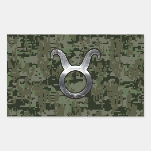 Taurus Zodiac-symbool op Green Digital Camouflage Rechthoekige Sticker (Voorkant)