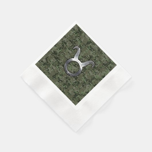 Taurus Zodiac-symbool op Green Digital Camouflage Servetten (Hoek)