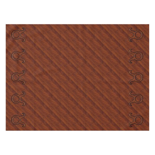 Taurus Zodiac Symbool op Mahogany als gedrukte tek Tafelkleed (Voorkant (Horizontaal))
