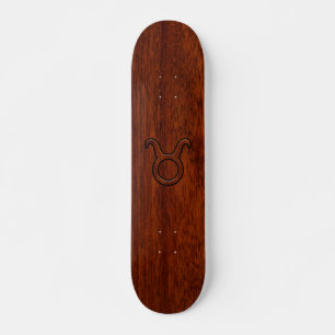 Taurus Zodiac Symbool op Mahogany Decor Skateboard