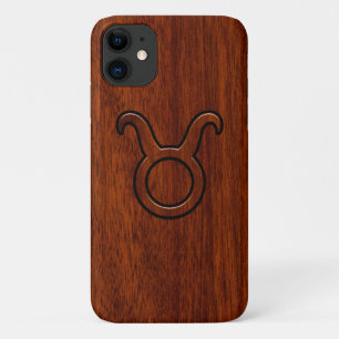 Taurus Zodiac Symbool op Mahogany stijl print Case-Mate iPhone Case