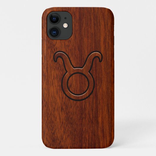 Taurus Zodiac Symbool op Mahogany stijl print Case-Mate iPhone Case (Achterkant)