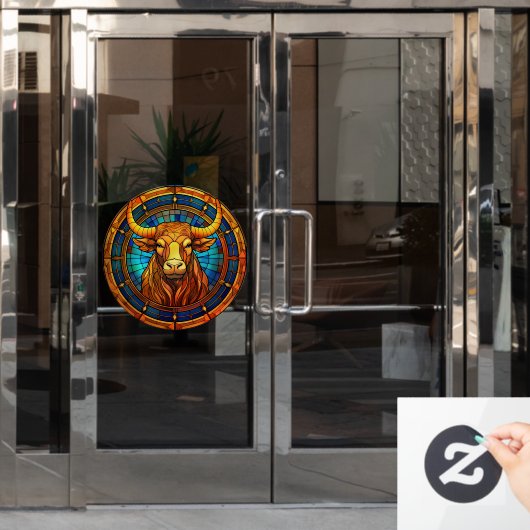 Taurus Zodiac Teken Faux Glas in lood Venster Clin Raamsticker (Kantoordeur)