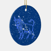 Taurus Zodiac-teken met sterren op diep blauw Keramisch Ornament (Rechts)