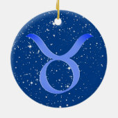 Taurus Zodiac-teken met sterren op diep blauw Keramisch Ornament (Achterkant)