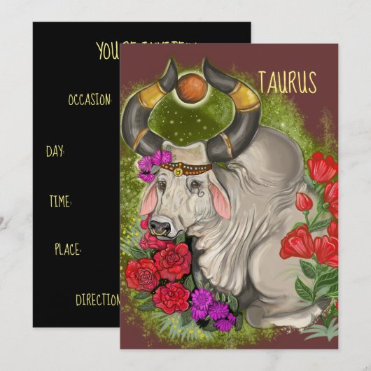 Taurus Zodiac Teken uitnodiging (Voorkant / Achterkant)