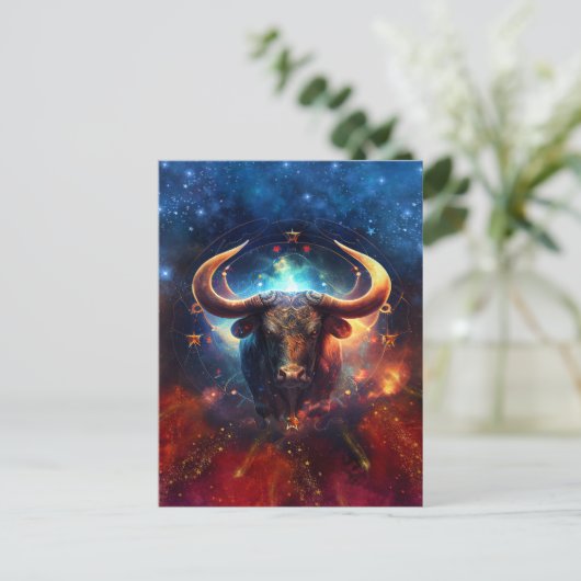 Taurus Zodiac Teken Waterverf Ontwerp Briefkaart (Staand voorkant)