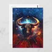 Taurus Zodiac Teken Waterverf Ontwerp Briefkaart (Voorkant / Achterkant)