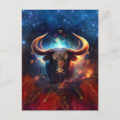 Taurus Zodiac Teken Waterverf Ontwerp Briefkaart (Voorkant)