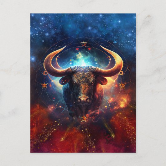 Taurus Zodiac Teken Waterverf Ontwerp Briefkaart (Voorkant)