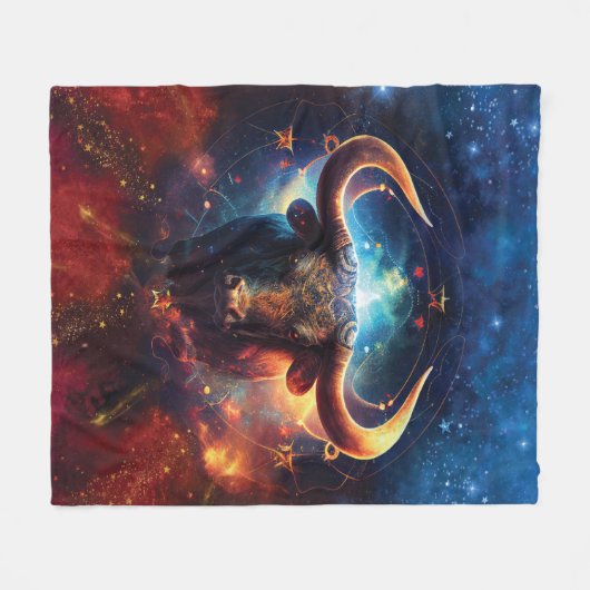 Taurus Zodiac Teken Waterverf Ontwerp Fleece Deken (Voorkant (Horizontaal))