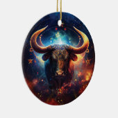 Taurus Zodiac Teken Waterverf Ontwerp Keramisch Ornament (Rechts)