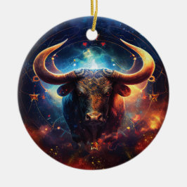 Taurus Zodiac Teken Waterverf Ontwerp Keramisch Ornament