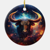 Taurus Zodiac Teken Waterverf Ontwerp Keramisch Ornament (Achterkant)