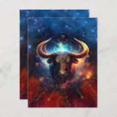 Taurus Zodiac Teken Waterverf Ontwerp Notitiekaartje (Voorkant / Achterkant)