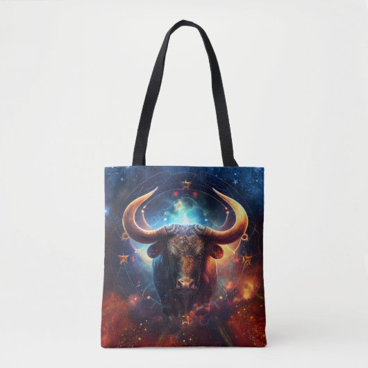 Taurus Zodiac Teken Waterverf Ontwerp Tote Bag (Voorkant)