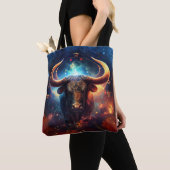 Taurus Zodiac Teken Waterverf Ontwerp Tote Bag (Dichtbij)