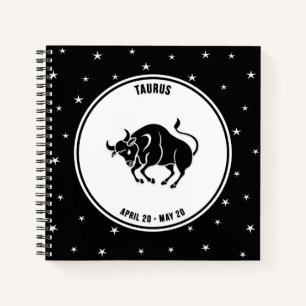 Taurus Zodiac-teken, zwart-witlaptop Notitieboek