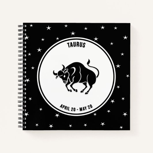 Taurus Zodiac-teken, zwart-witlaptop Notitieboek (Voorkant)