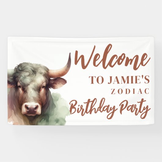 Taurus Zodiac Thema Verjaardagsfeestje Welkomstbor Spandoek (Horizontaal)