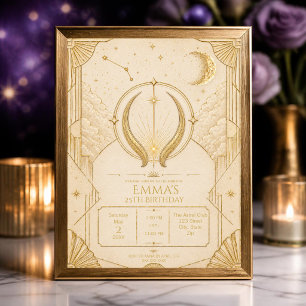 Taurus Zodiac Verjaardagsuitnodiging Goud Crème Kaart