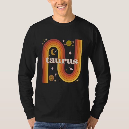 Taurus Zodiac Warm Rainbow 70s Horoscope Gemini T-shirt (Voorkant)