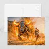 Taurus Zodiac with Warrior Leading a Fiery Celesti Briefkaart (Voorkant / Achterkant)