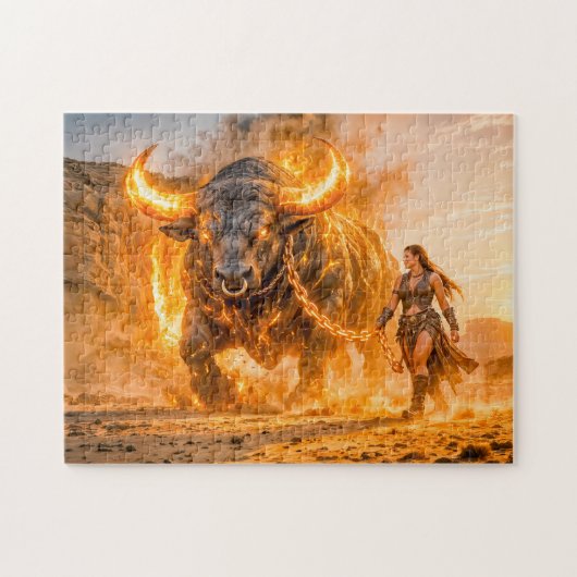 Taurus Zodiac with Warrior Leading a Fiery Celesti Legpuzzel (Horizontaal)
