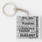 Taurus Zodiac Word Cloud Inspiration Sleutelhanger (voorkant)