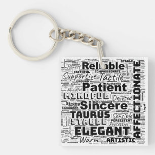 Taurus Zodiac Word Cloud Inspiration Sleutelhanger