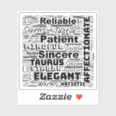 Taurus Zodiac Word Cloud Inspiration Vinyl Sticker (Vel)