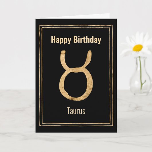 Taurus zodiadisch astrologie goud Happy Birthday Kaart (Kleine Plant)