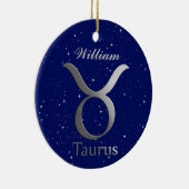 Taurus Zonneteken Symbool met Naam Keramisch Ornament (Rechts)