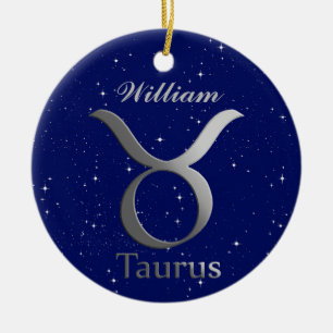 Taurus Zonneteken Symbool met Naam Keramisch Ornament