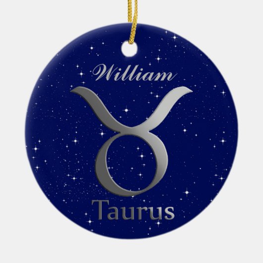 Taurus Zonneteken Symbool met Naam Keramisch Ornament (Voorkant)
