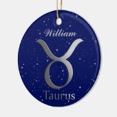 Taurus Zonneteken Symbool met Naam Keramisch Ornament (Links)