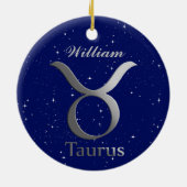 Taurus Zonneteken Symbool met Naam Keramisch Ornament (Achterkant)