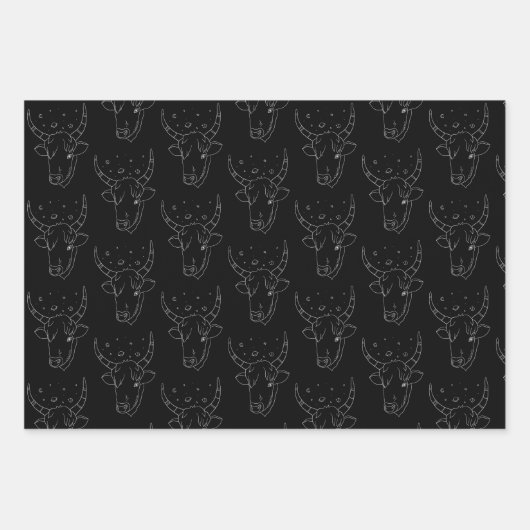 Taurusset van drie papierbladen voor het overvulle inpakpapier vel (Voorkant)