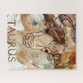 Taurusstier bruine goudbloemen waterverf legpuzzel (Horizontaal)