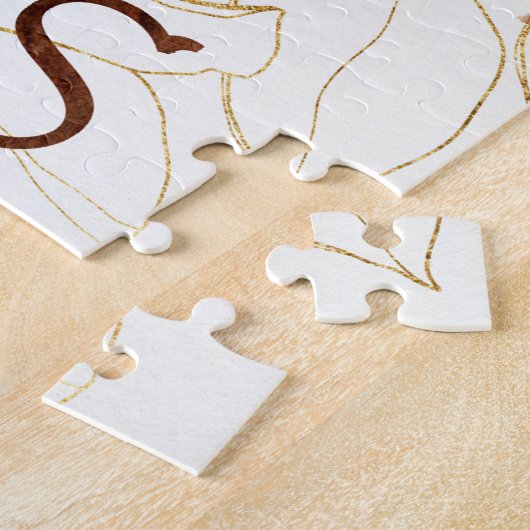 Taurusstier bruine goudbloemen waterverf legpuzzel (Zijkant)