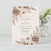Tauw Elegante Vintage Bruiloft Kaart (Staand voorkant)
