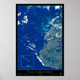 Tavarua & Namotu eilanden, Fiji satelliet poster